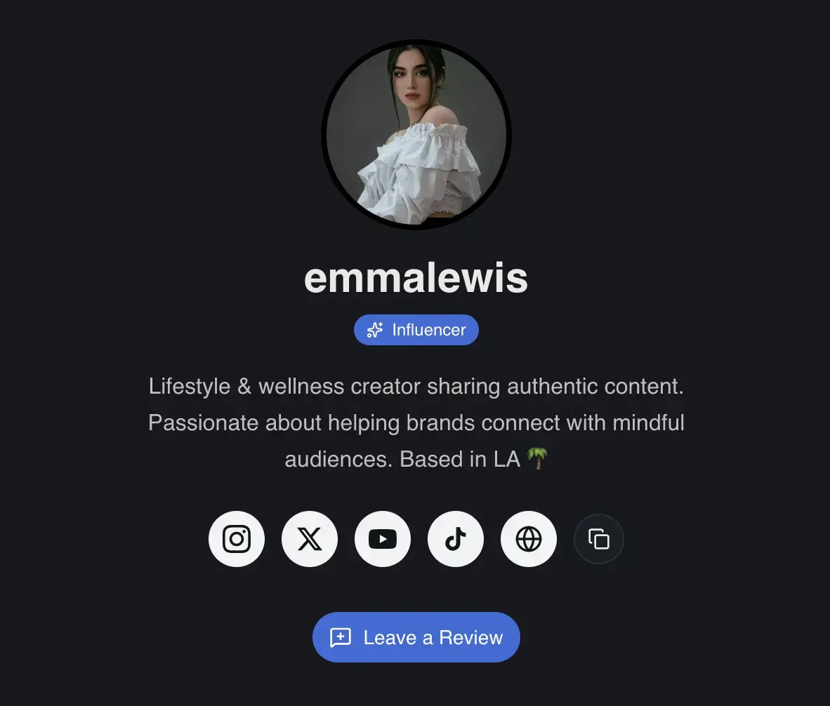 Influencer Profile Card